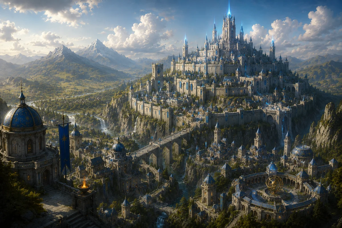 Bastion — the great city rising from pale cliffs